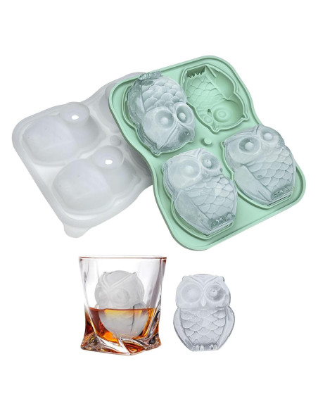 Molde de Hielo de Silicona IDVVSSX en Forma de Búho Verde