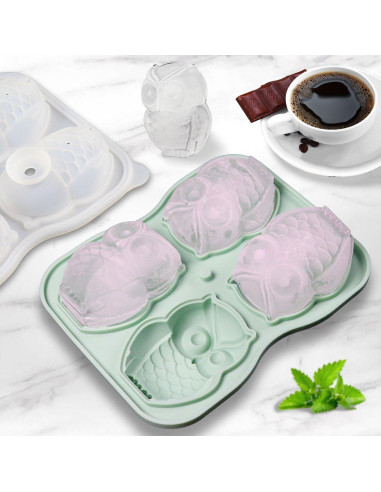 Molde de Hielo de Silicona IDVVSSX en Forma de Búho Verde