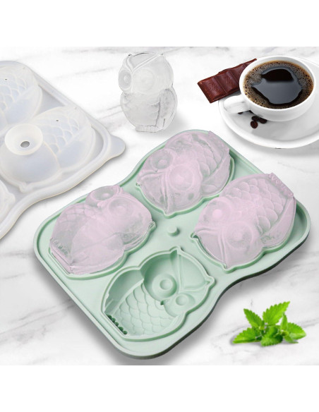 Molde de Hielo de Silicona IDVVSSX en Forma de Búho Verde