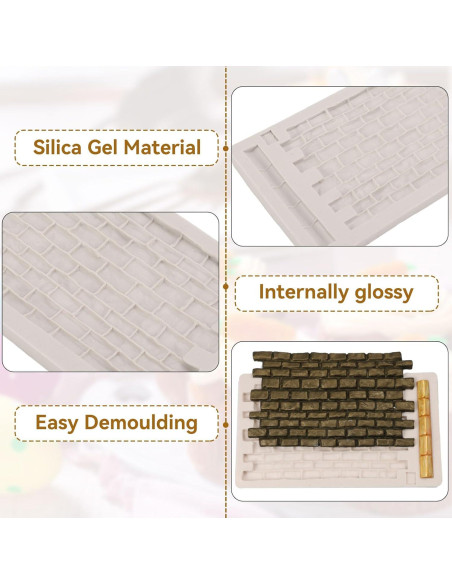 Molde de Silicona para Fondant Cyrank Pared de Ladrillo 11.5x20cm