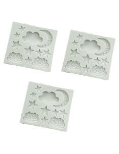 Juego de 3 Moldes de Silicona Xinjincang Estrella, Luna, Nubes