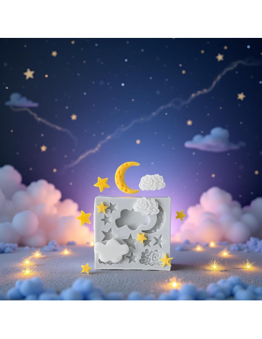Juego de 3 Moldes de Silicona Xinjincang Estrella, Luna, Nubes