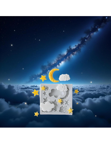 Juego de 3 Moldes de Silicona Xinjincang Estrella, Luna, Nubes