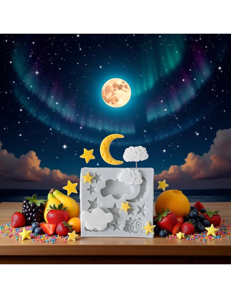 Juego de 3 Moldes de Silicona Xinjincang Estrella, Luna, Nubes