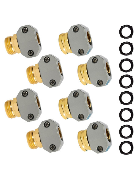Kit de Reparación de Manguera de Jardín Hourleey, 4 Juegos de Conectores de Aluminio
