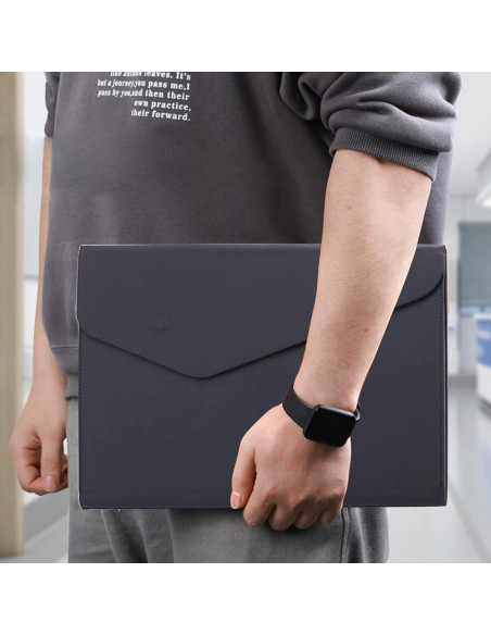 Carpeta de Archivo VANRA en Cuero PU Negro A4 con Cierre Magnético