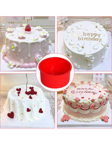 12 Moldes de Silicona para Pasteles Redondos 10.5 cm Mifengda