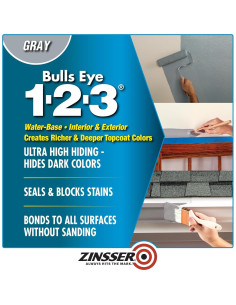 Imprimador Zinsser Bulls Eye 1-2-3 Gris 1 Cuarto 9.29 m 2