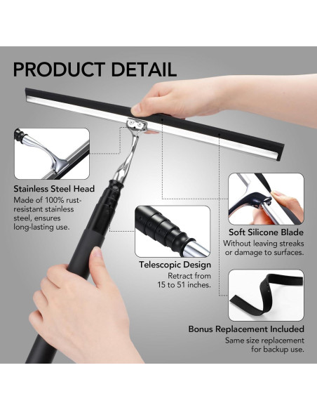 Limpiador Telescópico Rakovar para Ducha y Ventanas 38-130 cm