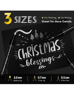 Marcadores Cromados SRUOLOC 3 Pcs Plata 0.5-3 mm 2