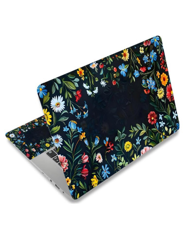 Funda Sticker para Laptop DINKY 15.6" Flores Azules y Rojas