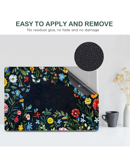 Funda Sticker para Laptop DINKY 15.6" Flores Azules y Rojas