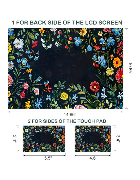 Funda Sticker para Laptop DINKY 15.6" Flores Azules y Rojas