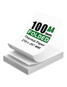 100 Hojas de Papel Térmico A4 Bagvhandbagro Doblado 210x297mm