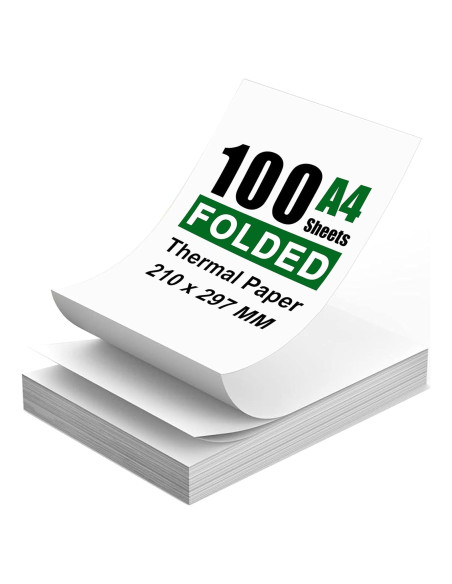 100 Hojas de Papel Térmico A4 Bagvhandbagro Doblado 210x297mm