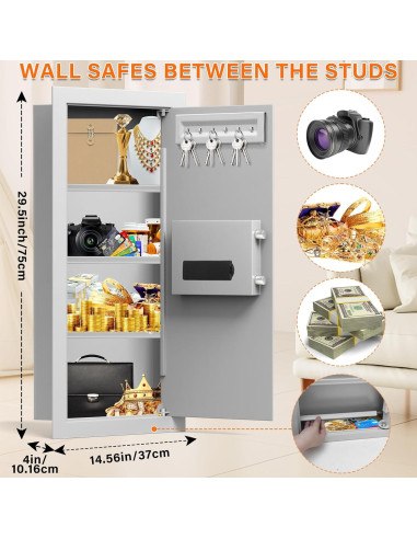 Caja Fuerte de Pared Tiskgg Blanca 75, 29.5" Antirrobo