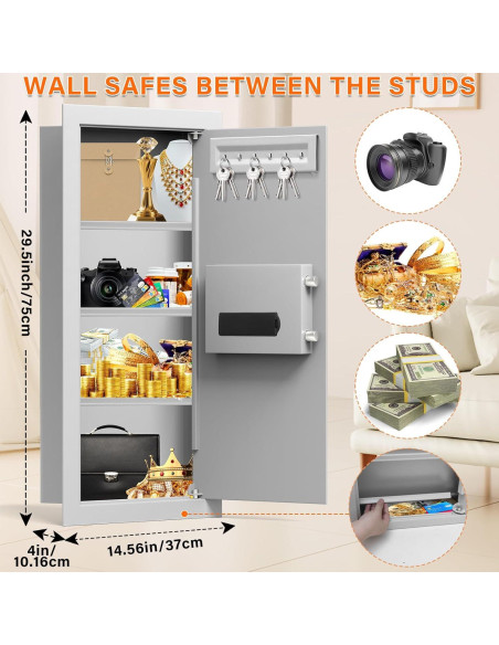 Caja Fuerte de Pared Tiskgg Blanca 75, 29.5" Antirrobo