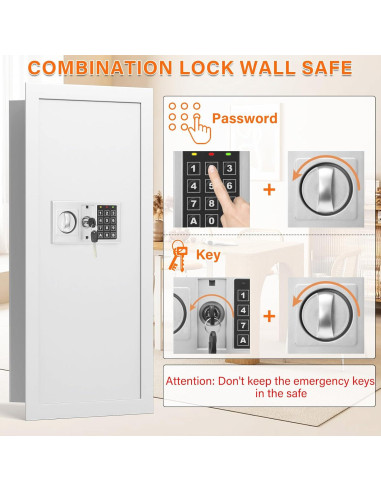 Caja Fuerte de Pared Tiskgg Blanca 75, 29.5" Antirrobo