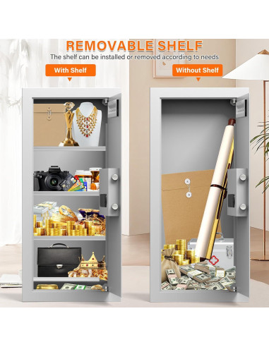 Caja Fuerte de Pared Tiskgg Blanca 75, 29.5" Antirrobo