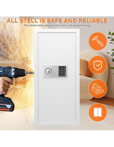 Caja Fuerte de Pared Tiskgg Blanca 75, 29.5" Antirrobo