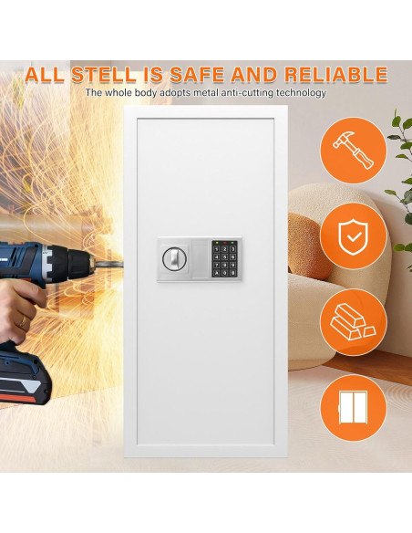 Caja Fuerte de Pared Tiskgg Blanca 75, 29.5" Antirrobo