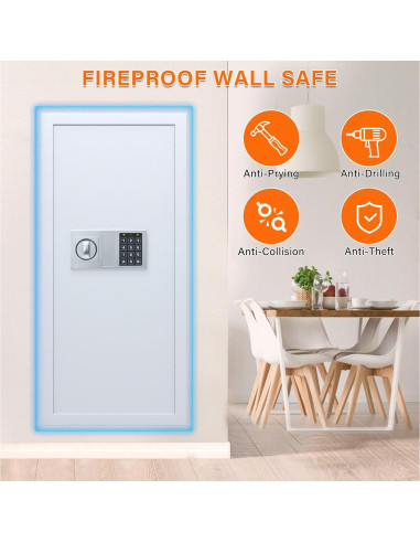 Caja Fuerte de Pared Tiskgg Blanca 75, 29.5" Antirrobo