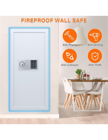 Caja Fuerte de Pared Tiskgg Blanca 75, 29.5" Antirrobo