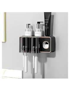 Soporte para Cepillos de Dientes Wekity Negro con Dispensador