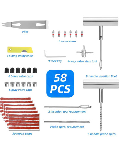 Kit de Reparación de Neumáticos Ubamdom CYY0313 58 Piezas