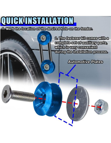 Kit de Sujetadores de Liberación Rápida LHDOS para Parachoques Azul