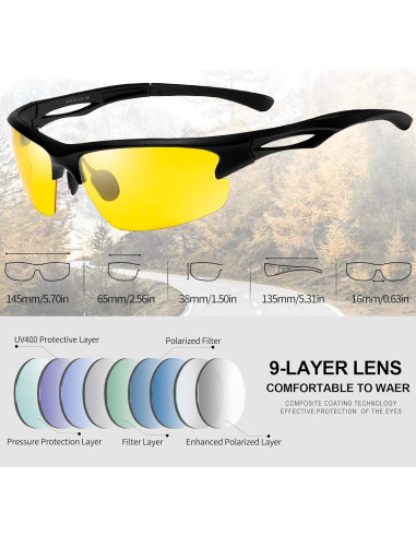 Gafas de sol KANASTAL deportivas UV400 polarizadas amarillas