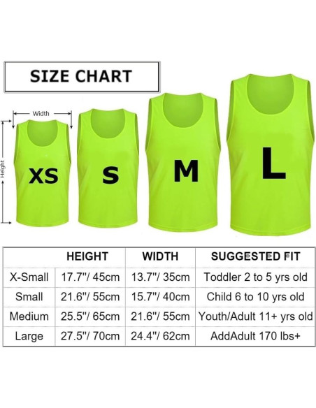 Chaleco de Entrenamiento Tych3L Unisex 12 Pcs Verde Neón