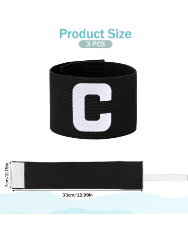 3 Brazaletes de Capitán Ajustables Styquenzer para Fútbol