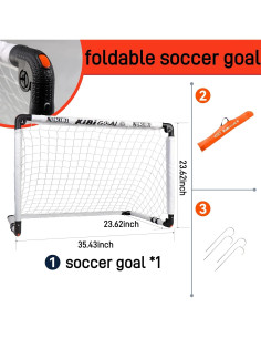 Portería de Fútbol Plegable KiBiGOAL 90x60 cm para Niños 2