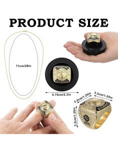 Remuuly Anillos de Campeón de Baloncesto - 12 Pcs con Cadenas 2