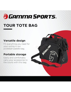 Bolsa Tote GAMMA Sports Tour para Pickleball Negra 40.6x27.9x11.4cm 2