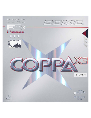 Goma de Tenis de Mesa DONIC Coppa X3 Plata 2.0 mm Roja