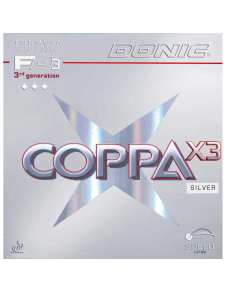 Goma de Tenis de Mesa DONIC Coppa X3 Plata 2.0 mm Roja