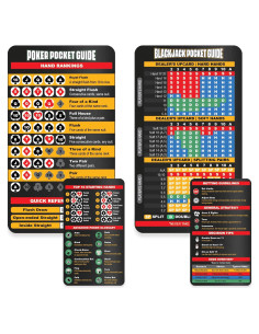 Conjunto de Cartas de Estrategia de Póker y Blackjack Sunsella con Lupa