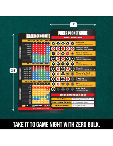 Conjunto de Cartas de Estrategia de Póker y Blackjack Sunsella con Lupa