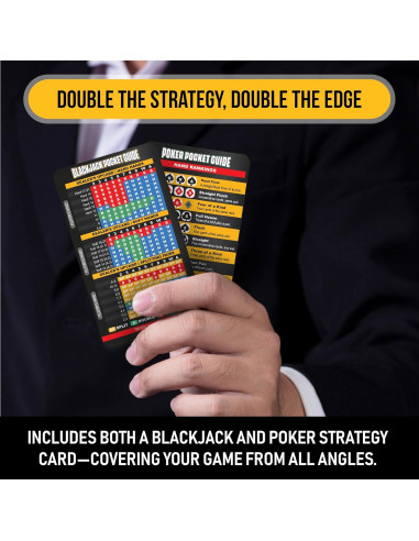 Conjunto de Cartas de Estrategia de Póker y Blackjack Sunsella con Lupa