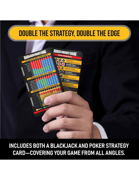 Conjunto de Cartas de Estrategia de Póker y Blackjack Sunsella con Lupa