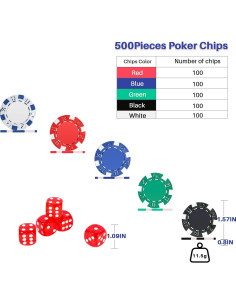 Juego de Fichas de Póker Profesional 500 PCS PLAYWUS 2