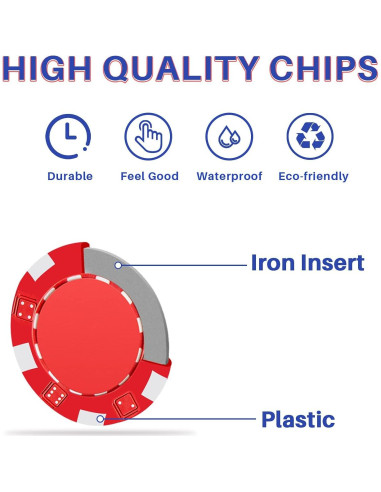 Juego de Fichas de Póker Profesional 500 PCS PLAYWUS