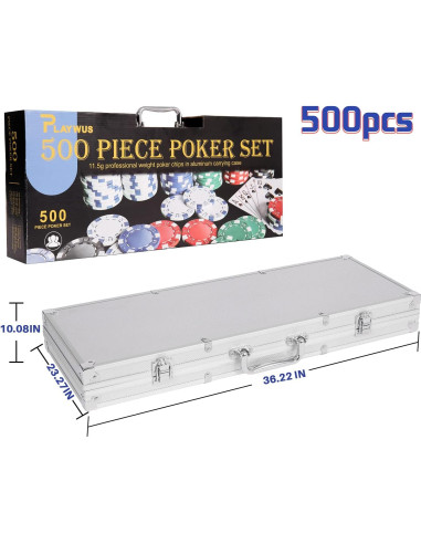 Juego de Fichas de Póker Profesional 500 PCS PLAYWUS