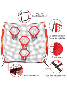 Red de Fútbol BaseGoal 2.44x2.44m con 4 Bolsillos de Objetivo 2