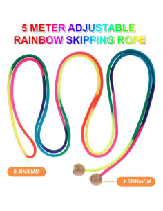 Cuerda de Saltar Ajustable CXWPDD 5 Metros Arcoíris Niños 2