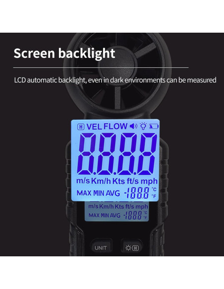 Anemómetro S8606 Portátil para Medir Velocidad del Viento y Temperatura