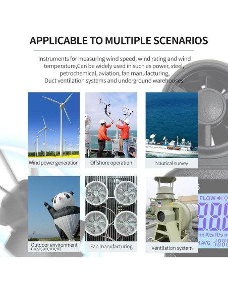 Anemómetro S8606 Portátil para Medir Velocidad del Viento y Temperatura