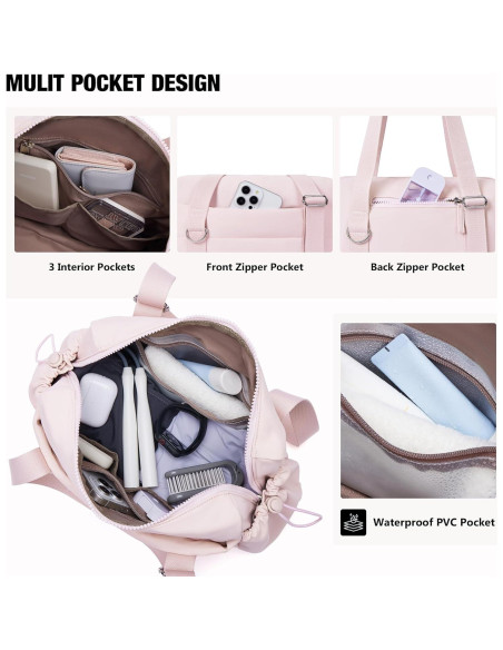 Bolsa de Gimnasio Pequeña ROULENS Rosa con Compartimento Húmedo